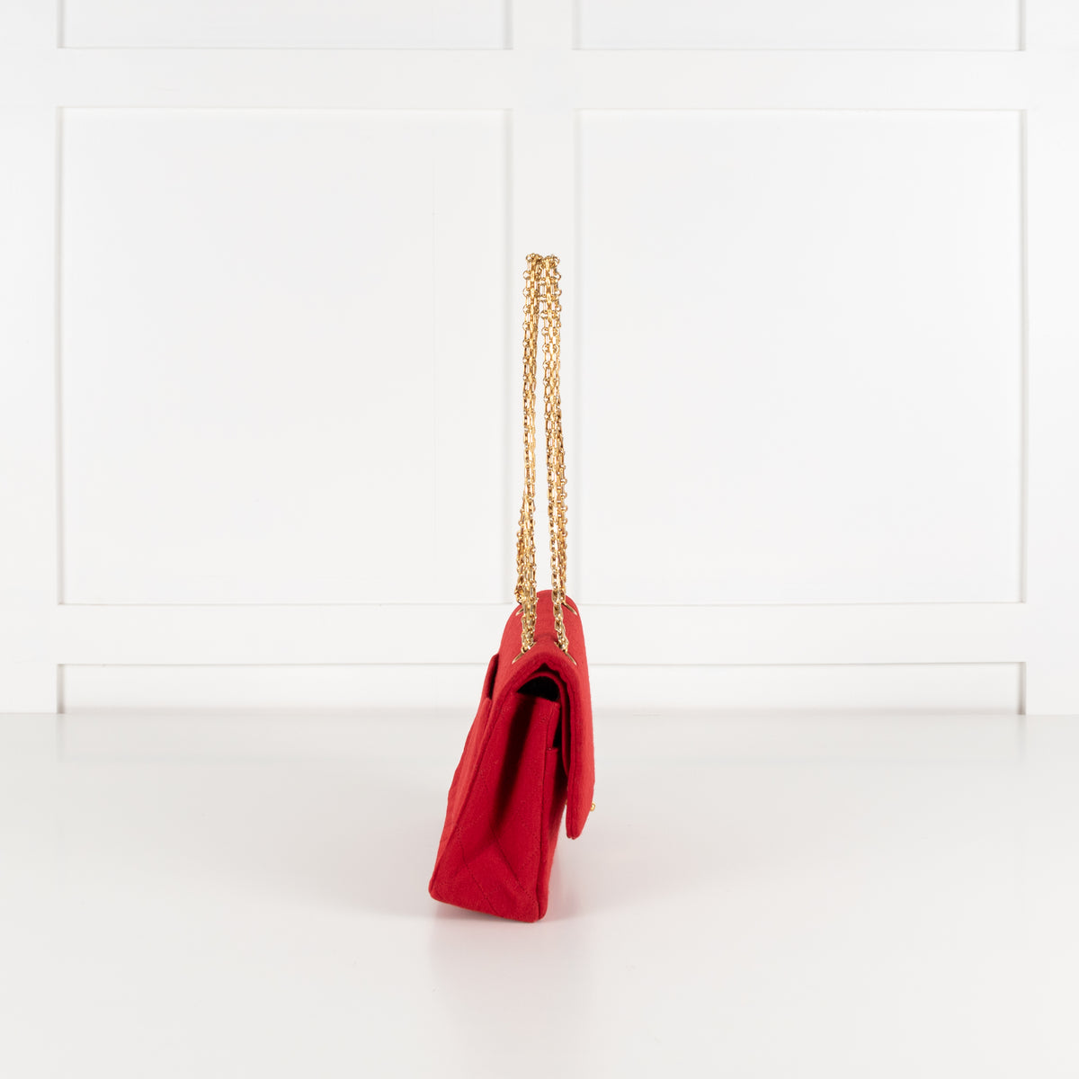 Chanel Red Jersey Quilted Medium Double Flap Handbag