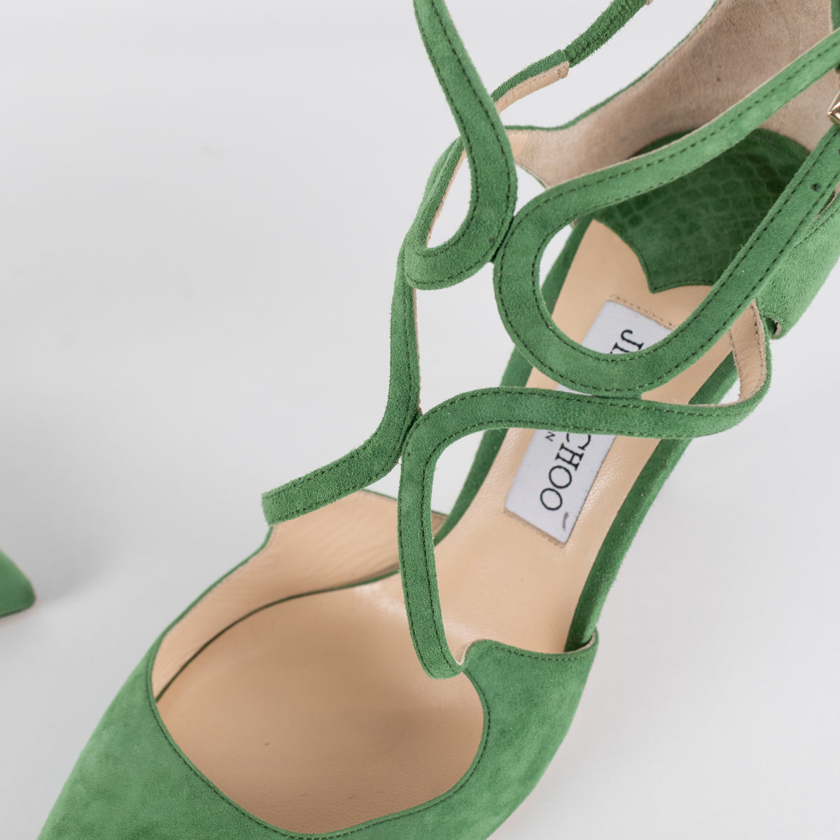 Jimmy Choo Green Suede Lancer Heels