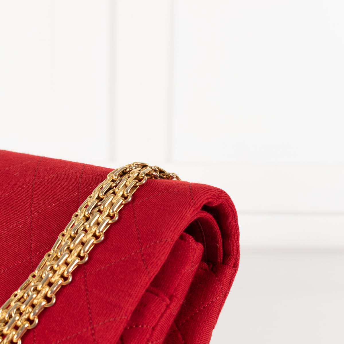 Chanel Red Jersey Quilted Medium Double Flap Handbag