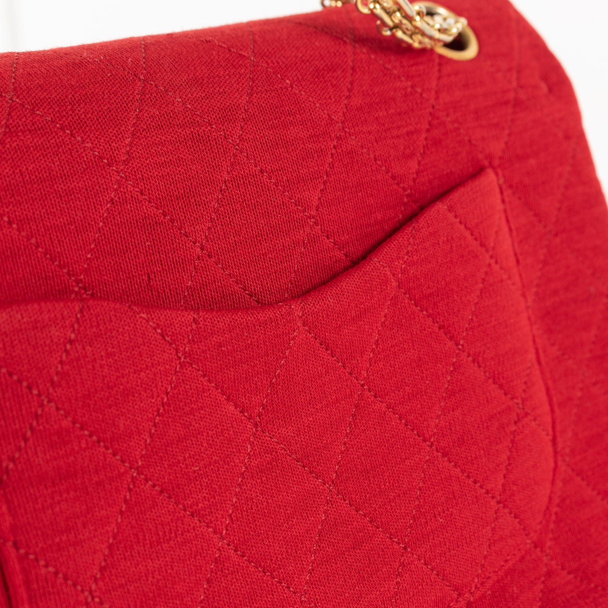 Chanel Red Jersey Quilted Medium Double Flap Handbag