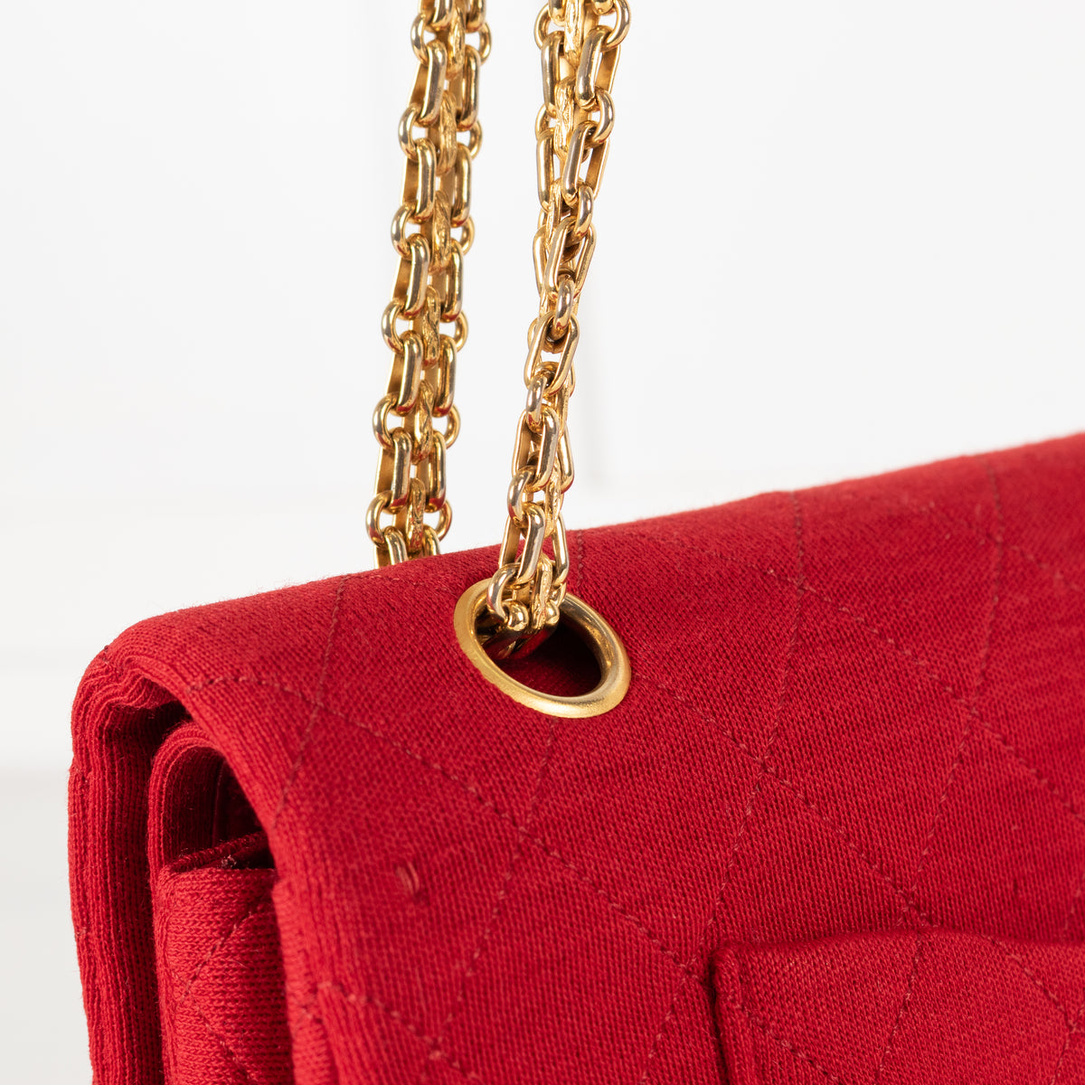 Chanel Red Jersey Quilted Medium Double Flap Handbag