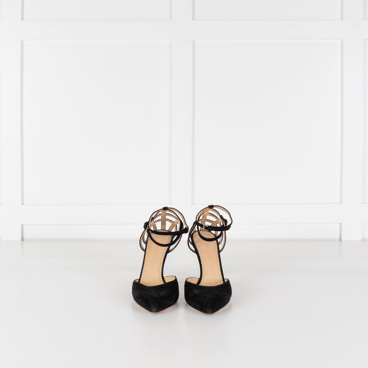 Charlotte Olympia Black Suede Accent D'Orsay Heeled Shoes