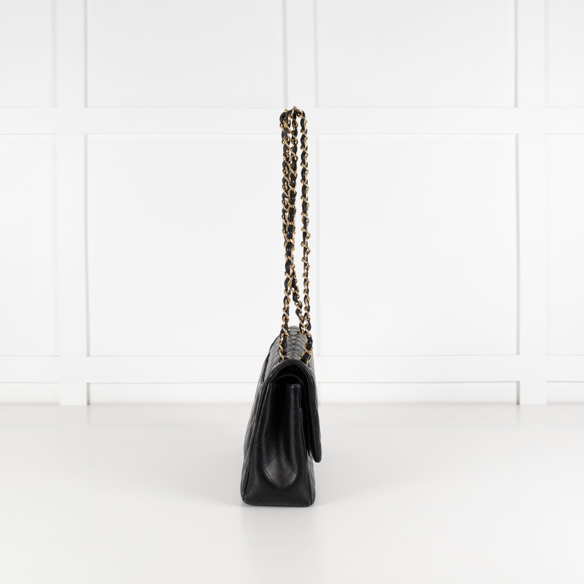 Chanel Black Lambskin Jumbo Matelasse Double Flap Double