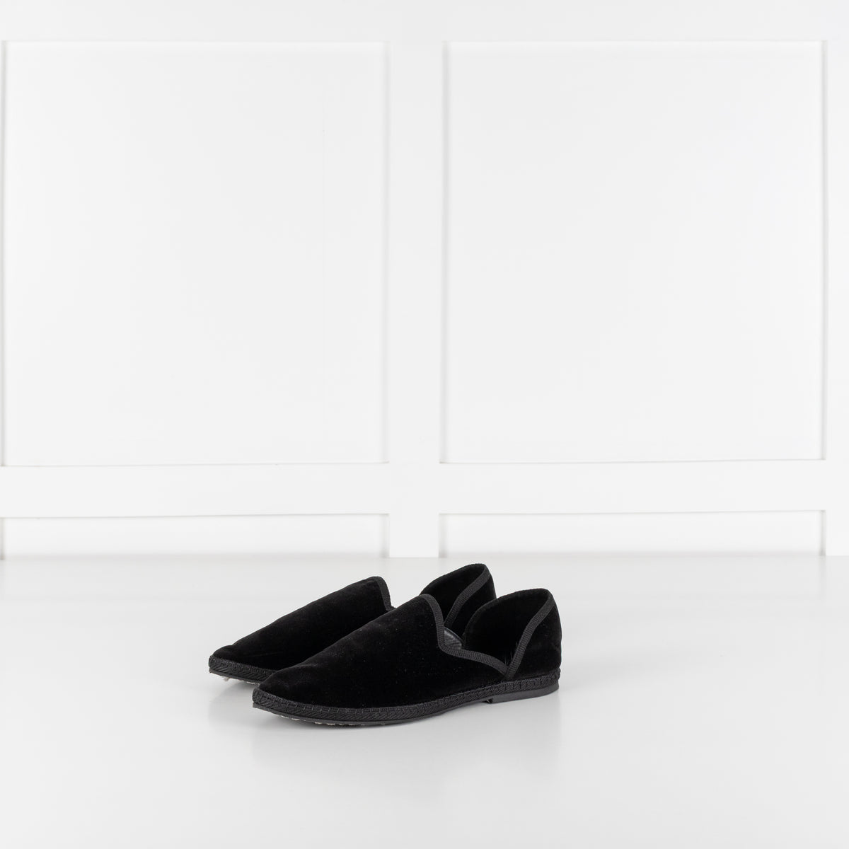 The Row Black Velvet Friulane Leather Flats