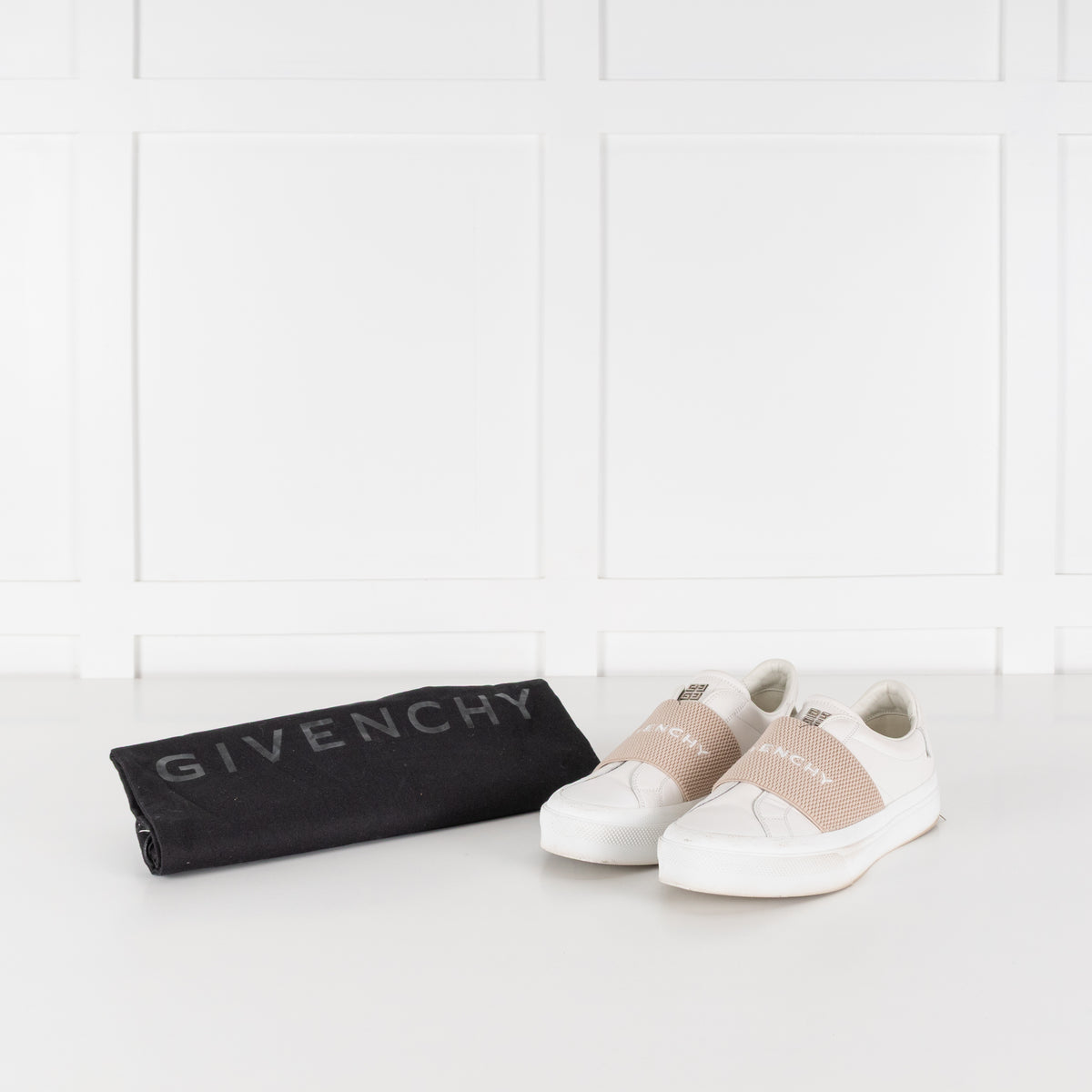 Givenchy White Beige City Sport Leather Trainers