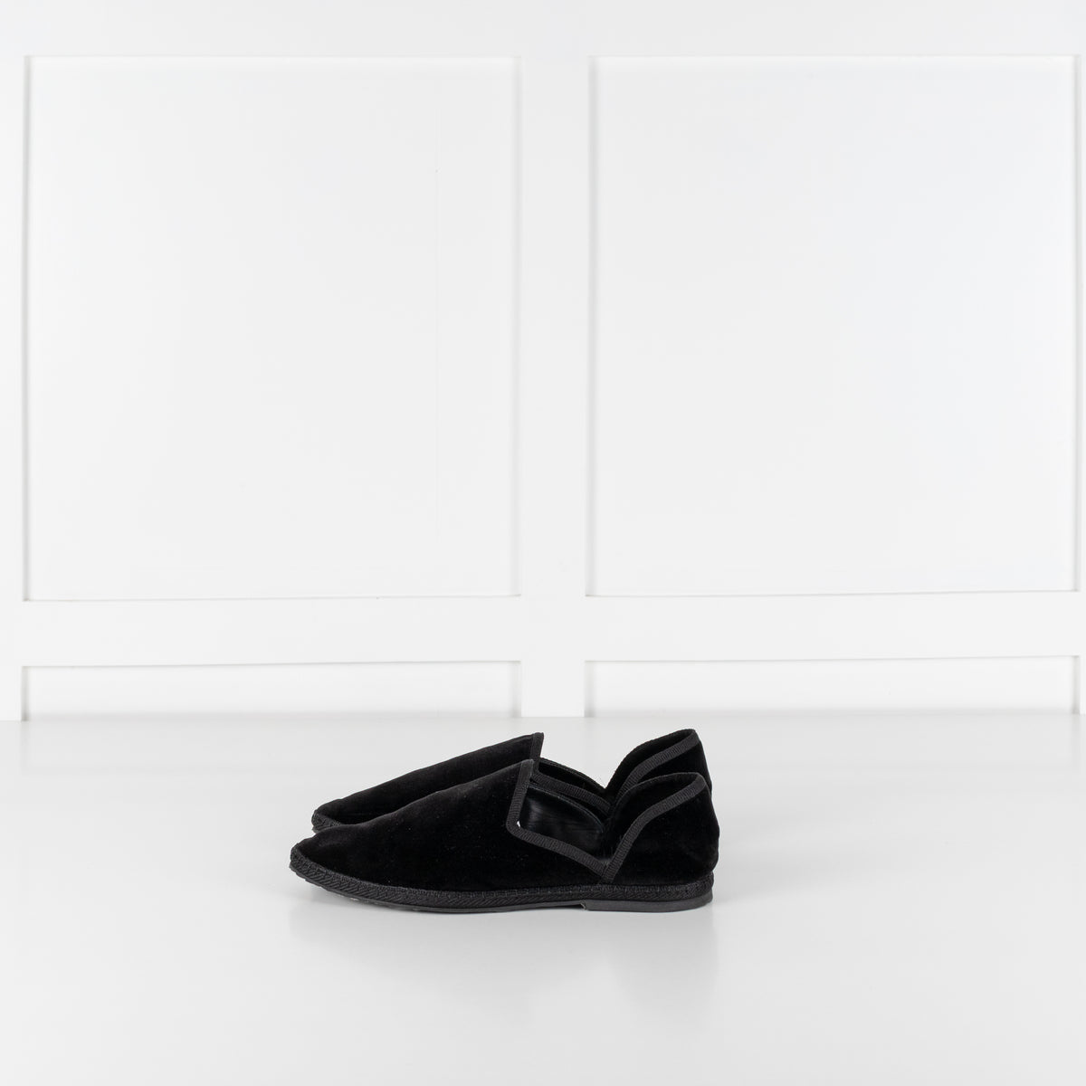 The Row Black Velvet Friulane Leather Flats