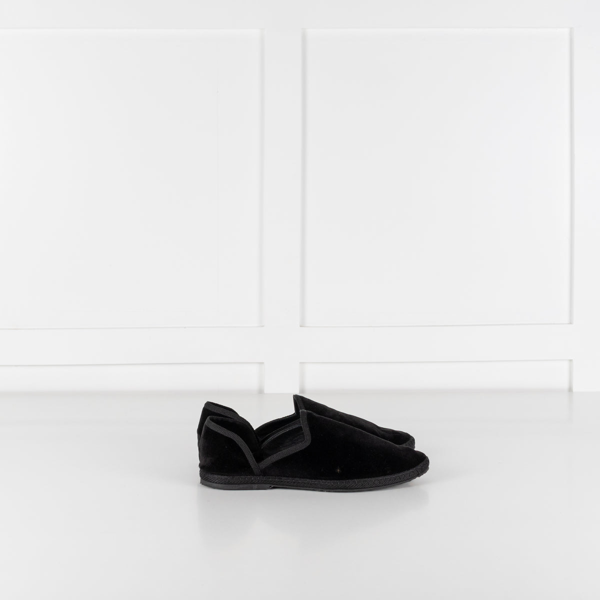 The Row Black Velvet Friulane Leather Flats
