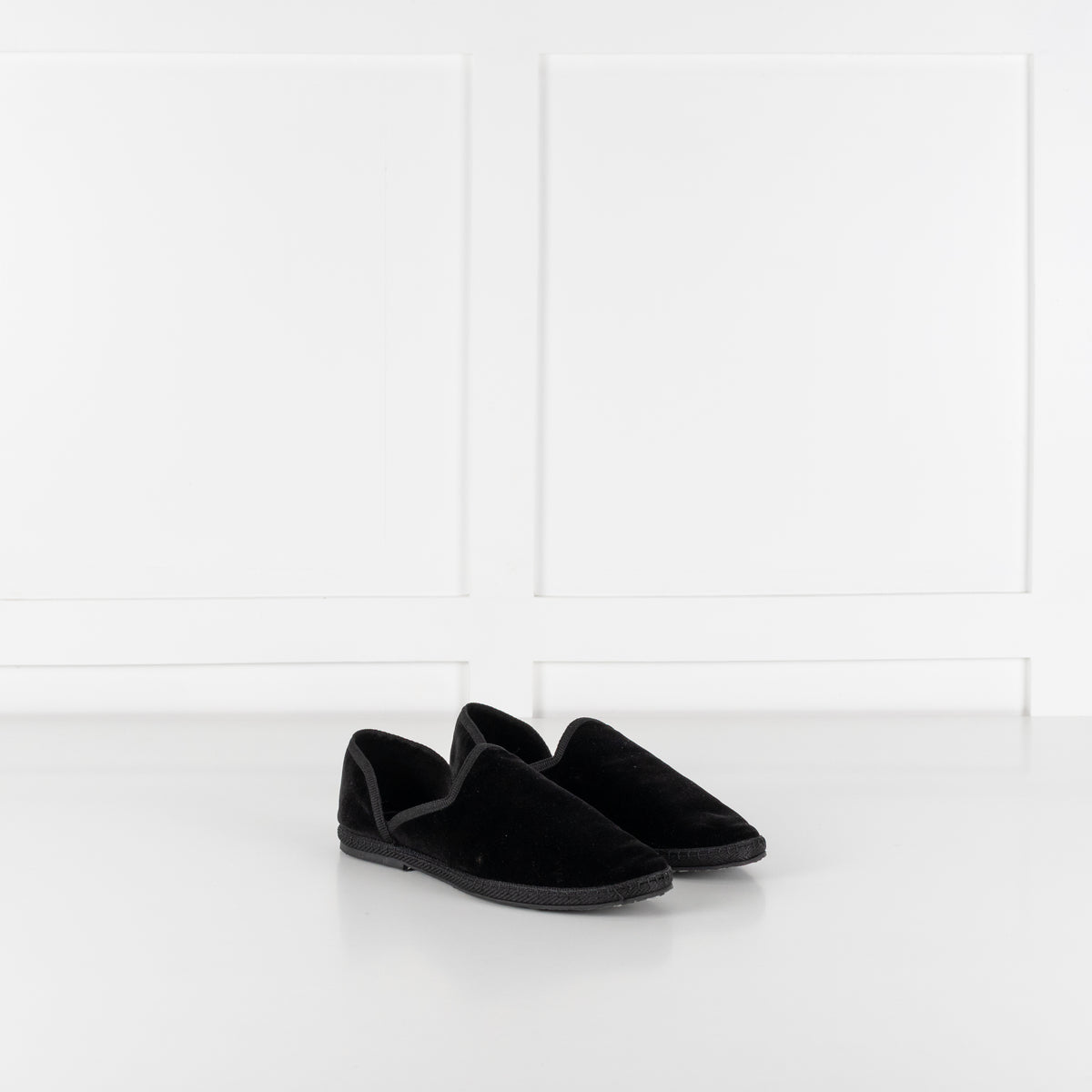 The Row Black Velvet Friulane Leather Flats