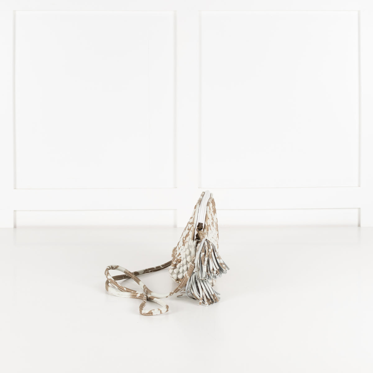 Tissa Fontaneda  White And Gold Tasselled Crossbody Bag