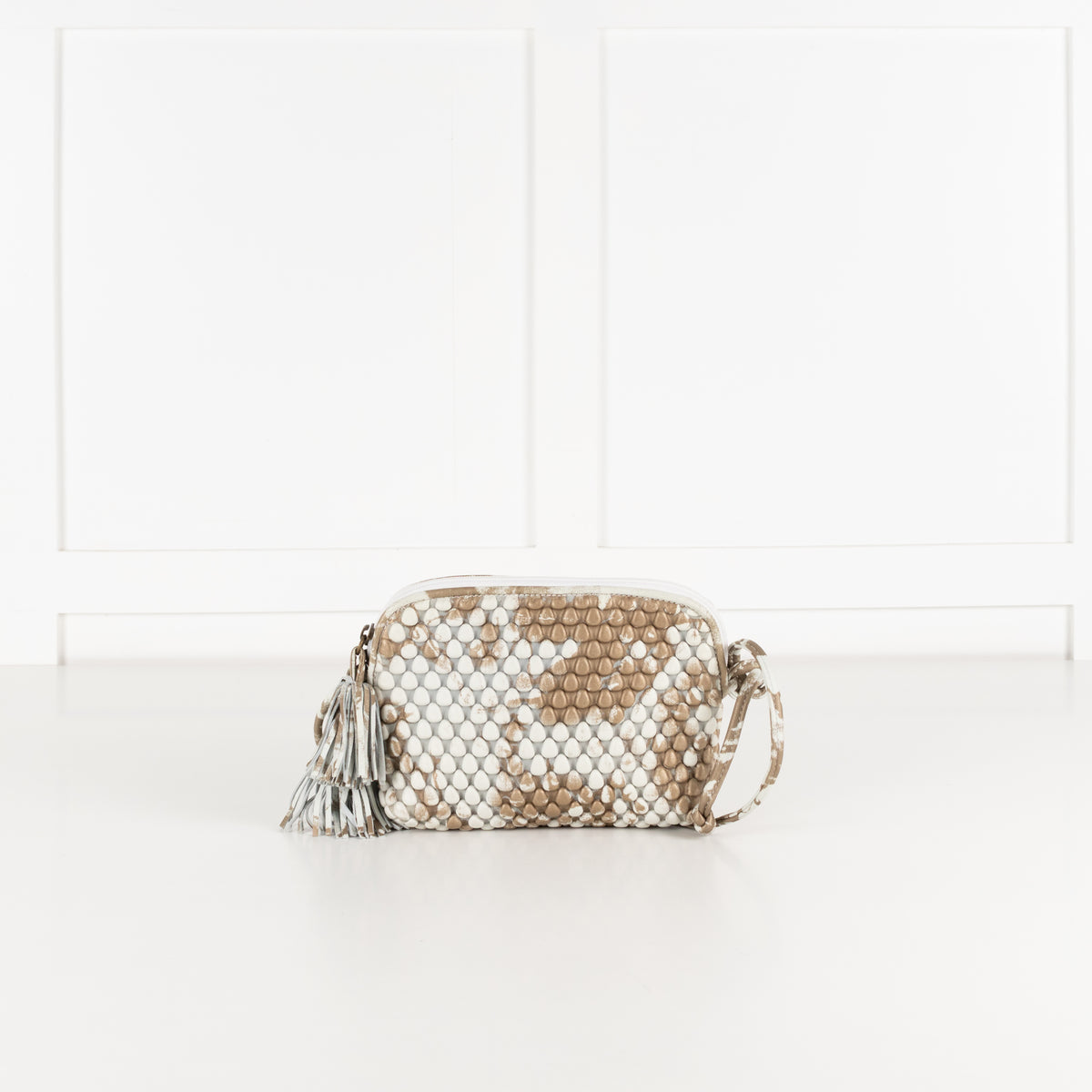 Tissa Fontaneda  White And Gold Tasselled Crossbody Bag