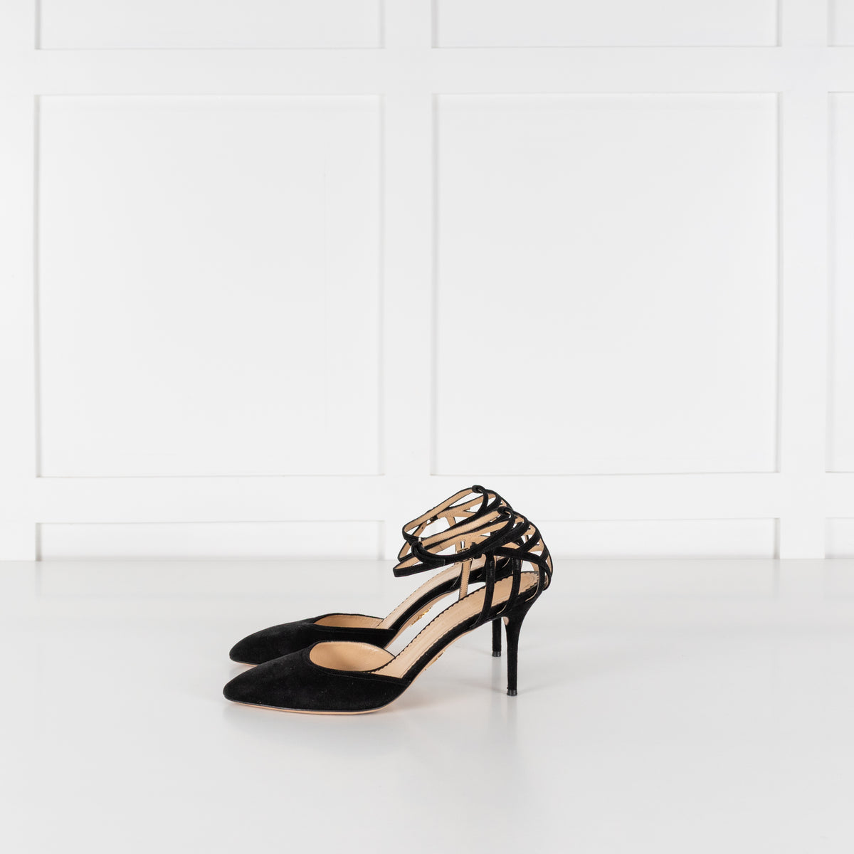 Charlotte Olympia Black Suede Accent D'Orsay Heeled Shoes