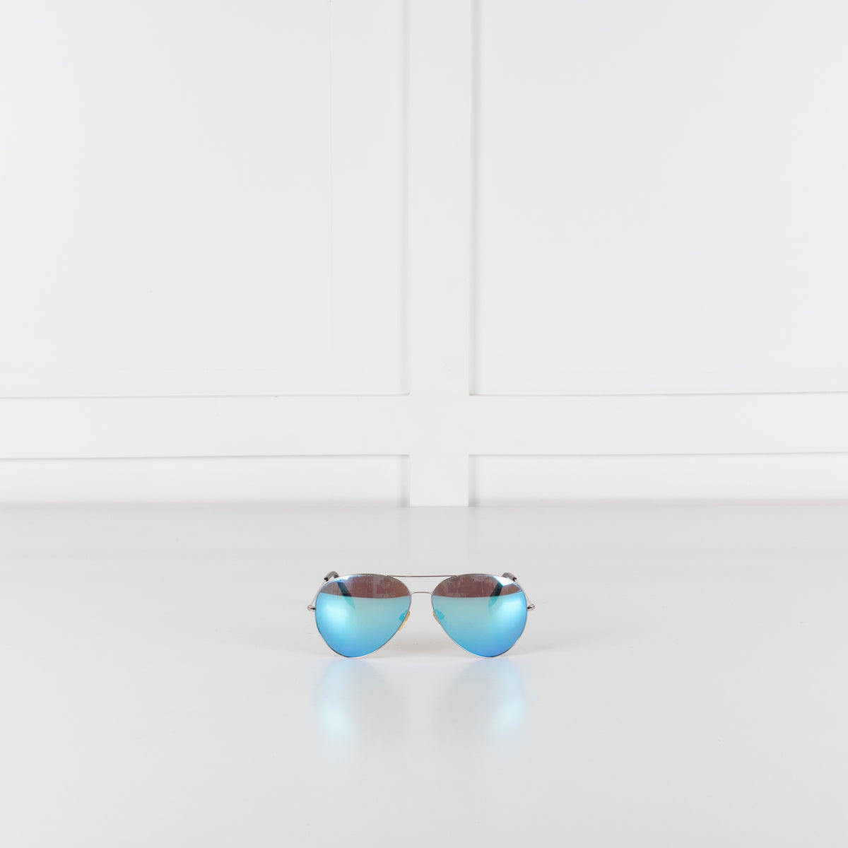 Victoria Beckham Silver Frame & Blue Lens Aviator Sunglasses
