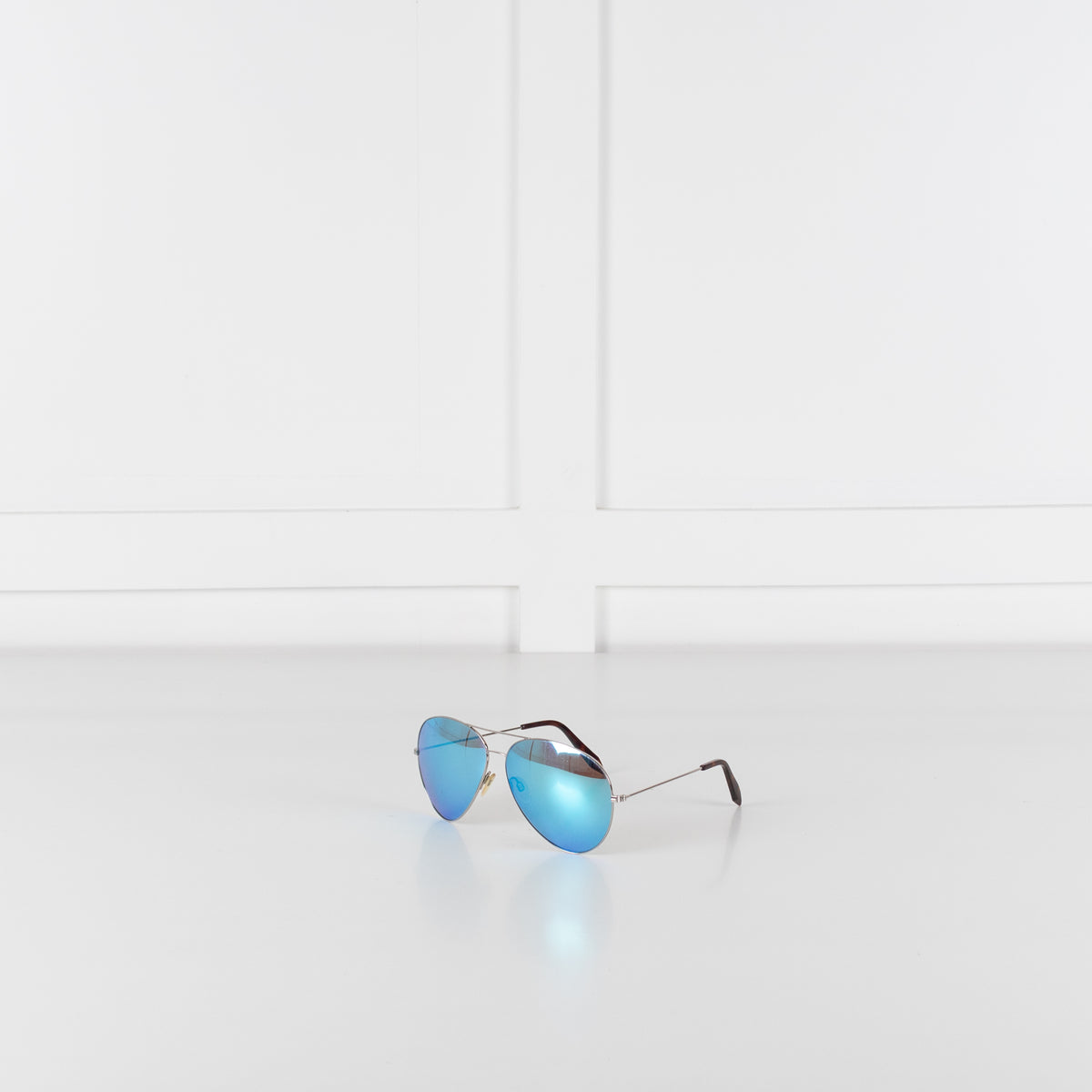 Victoria Beckham Silver Frame & Blue Lens Aviator Sunglasses