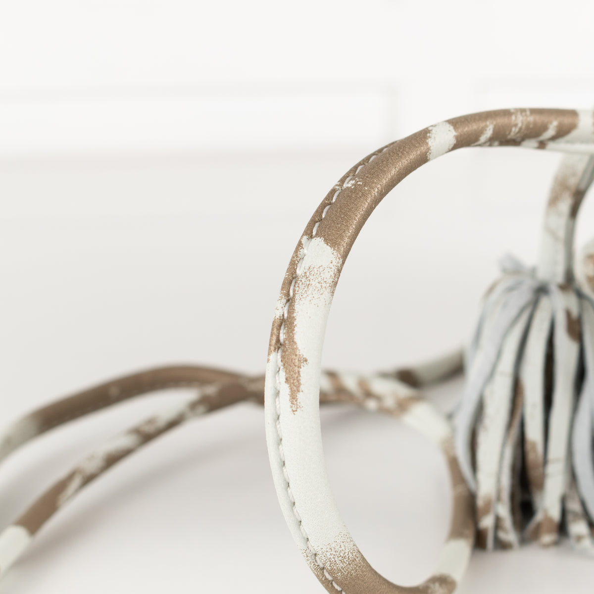 Tissa Fontaneda  White And Gold Tasselled Crossbody Bag