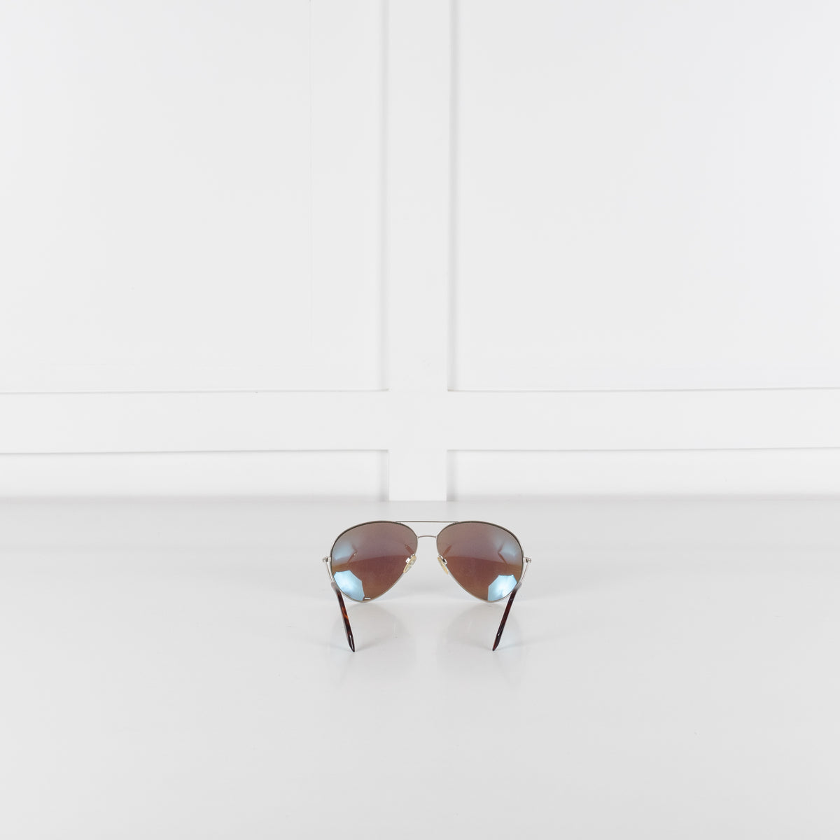 Victoria Beckham Silver Frame & Blue Lens Aviator Sunglasses