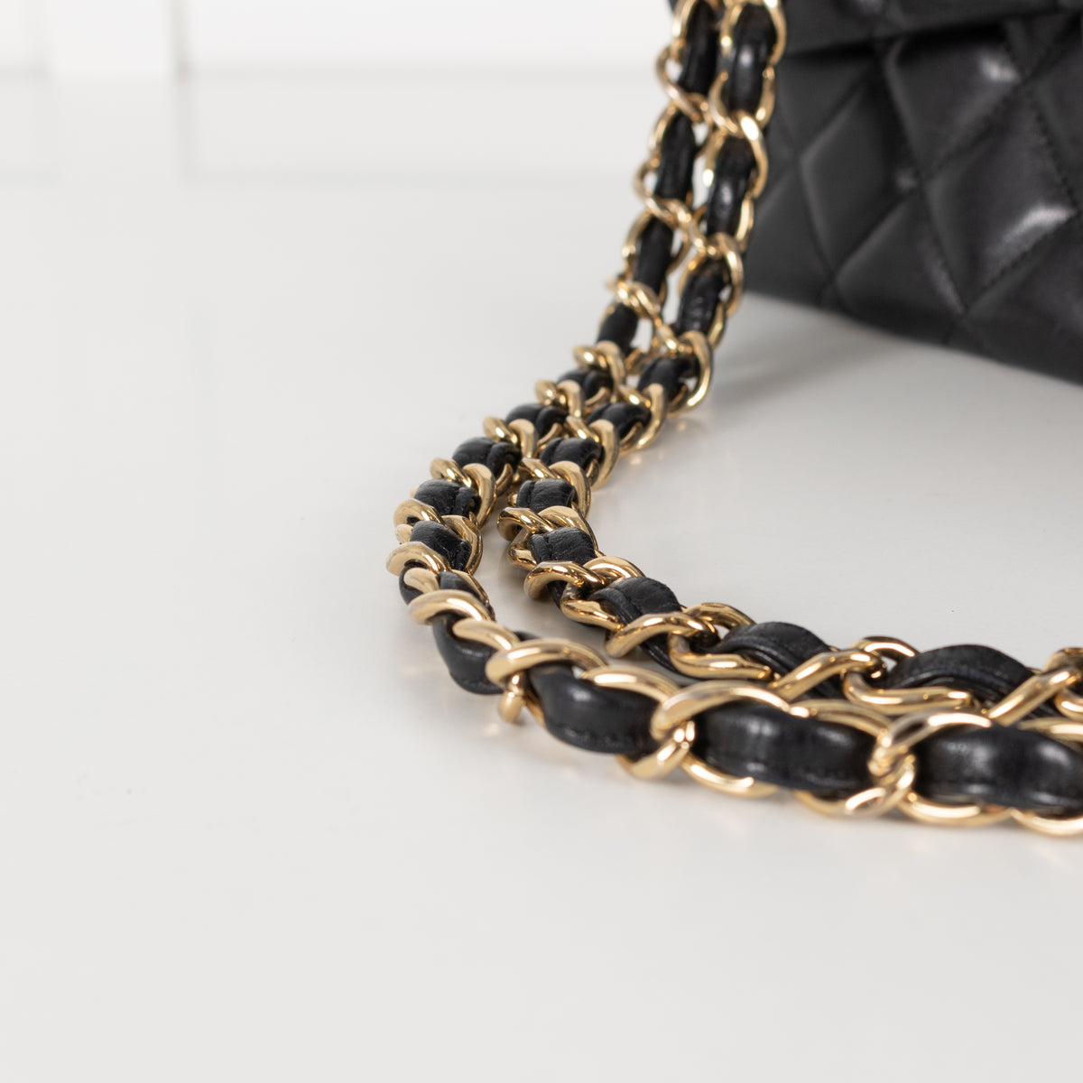 Chanel Black Lambskin Jumbo Matelasse Double Flap Double