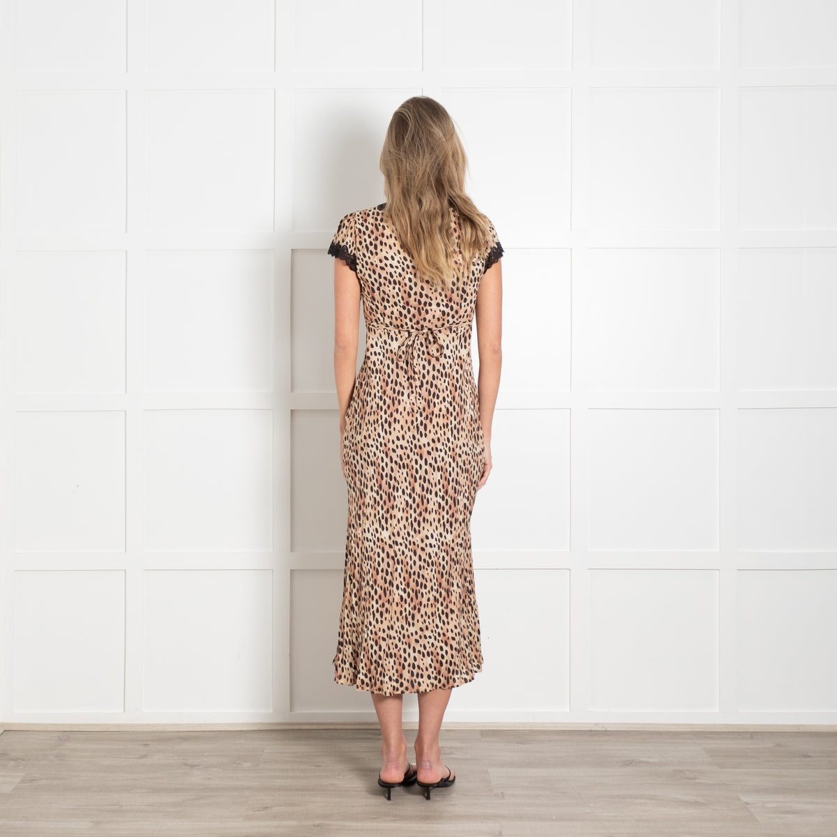 Rixo Leopard Dress With Black Lace Detail