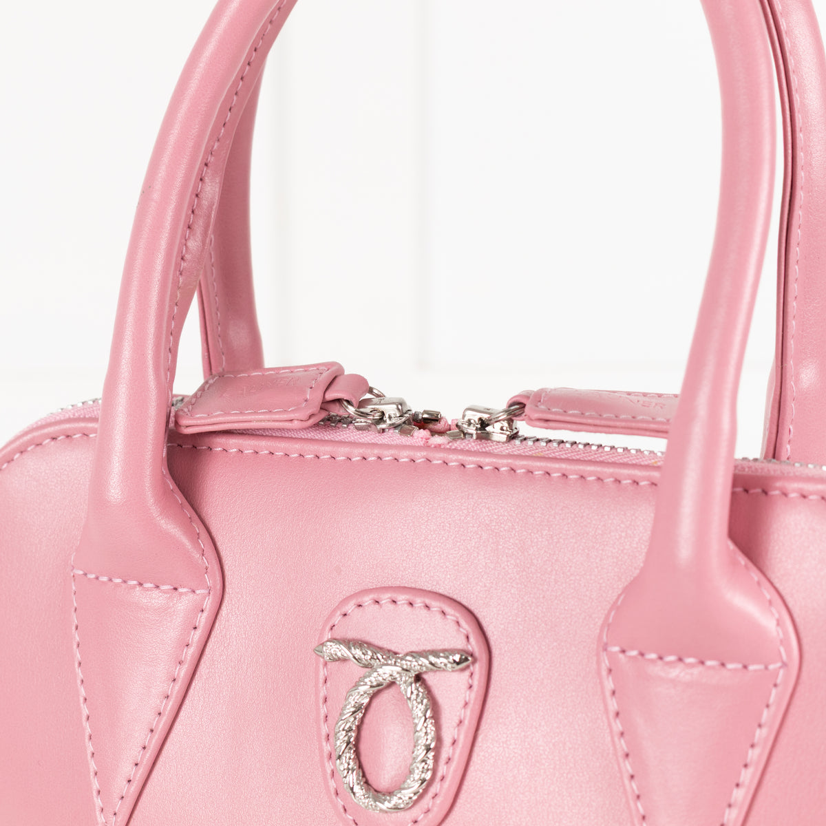 Launer London Pink Leather Silver Hardware Mimi Bag