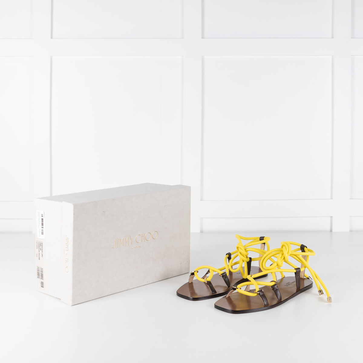 Jimmy Choo Aziza Yellow Wrap Strappy Sandals