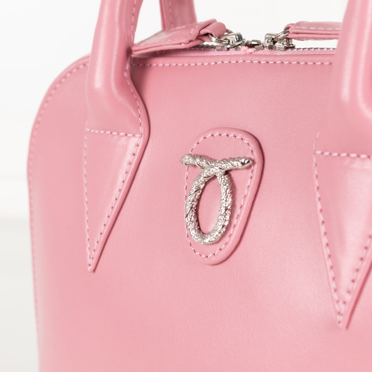 Launer London Pink Leather Silver Hardware Mimi Bag