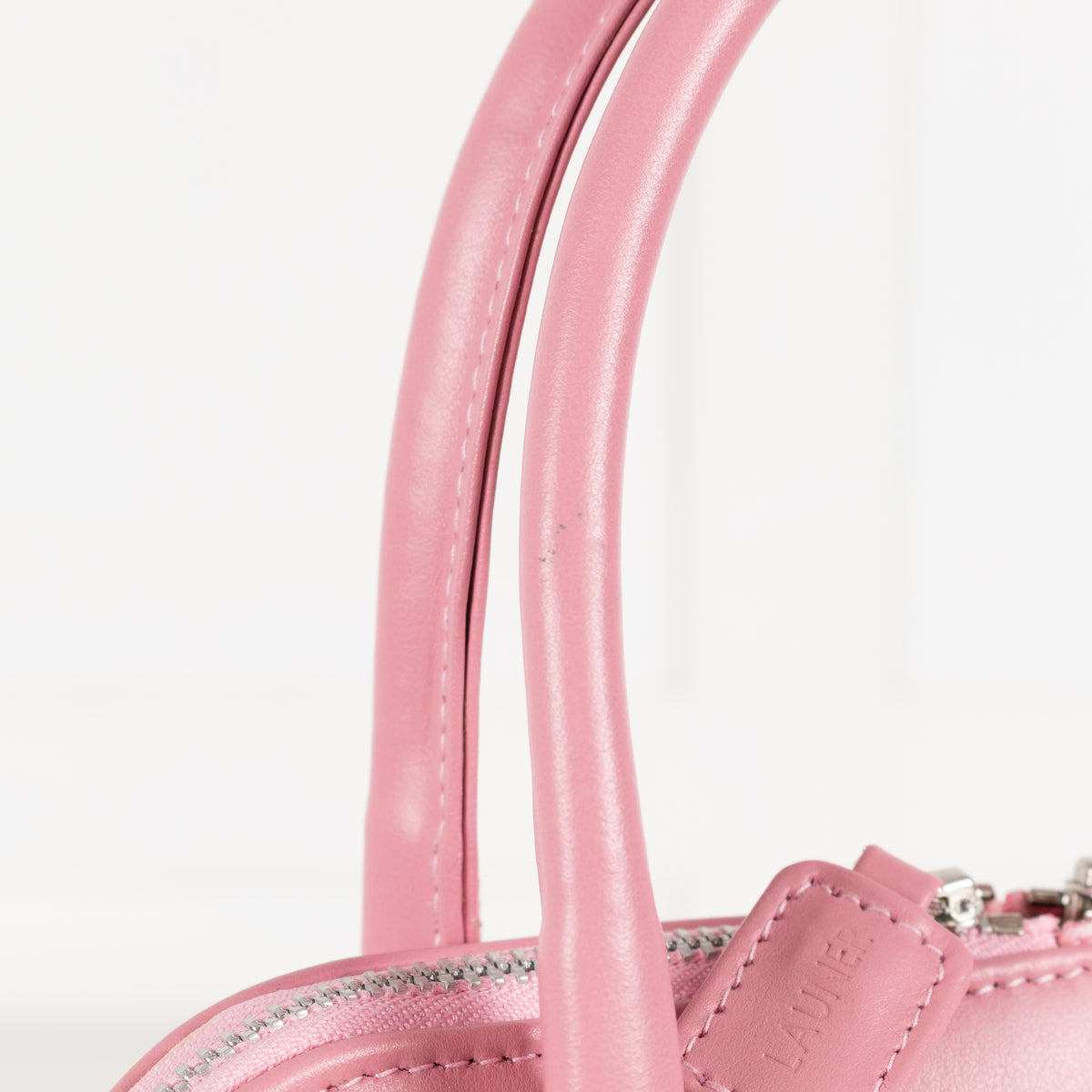 Launer London Pink Leather Silver Hardware Mimi Bag