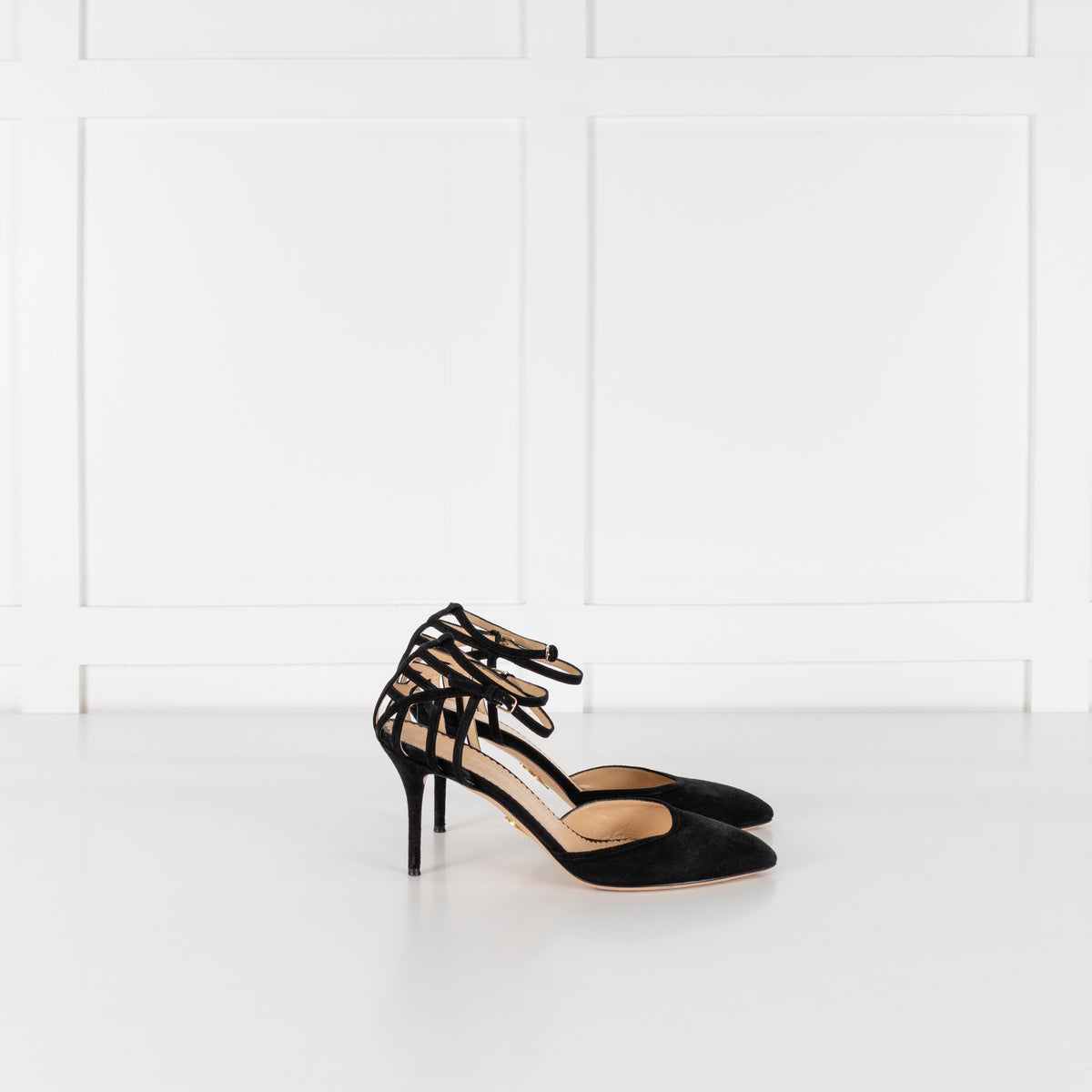 Charlotte Olympia Black Suede Accent D'Orsay Heeled Shoes