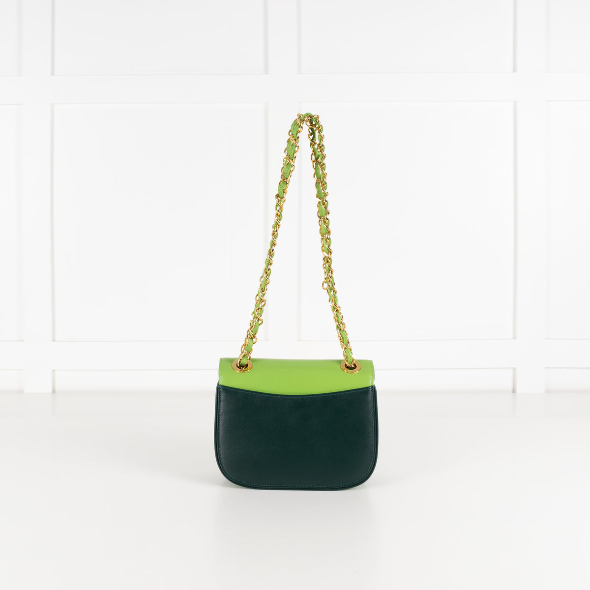 Launer London Forest Green Lime Green Gold Hardware Judi Bag