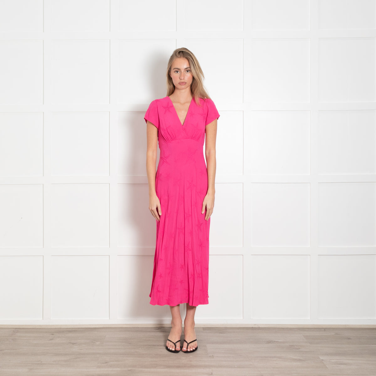 Rixo Pink Dress With Sea Shell Self Pattern Dress