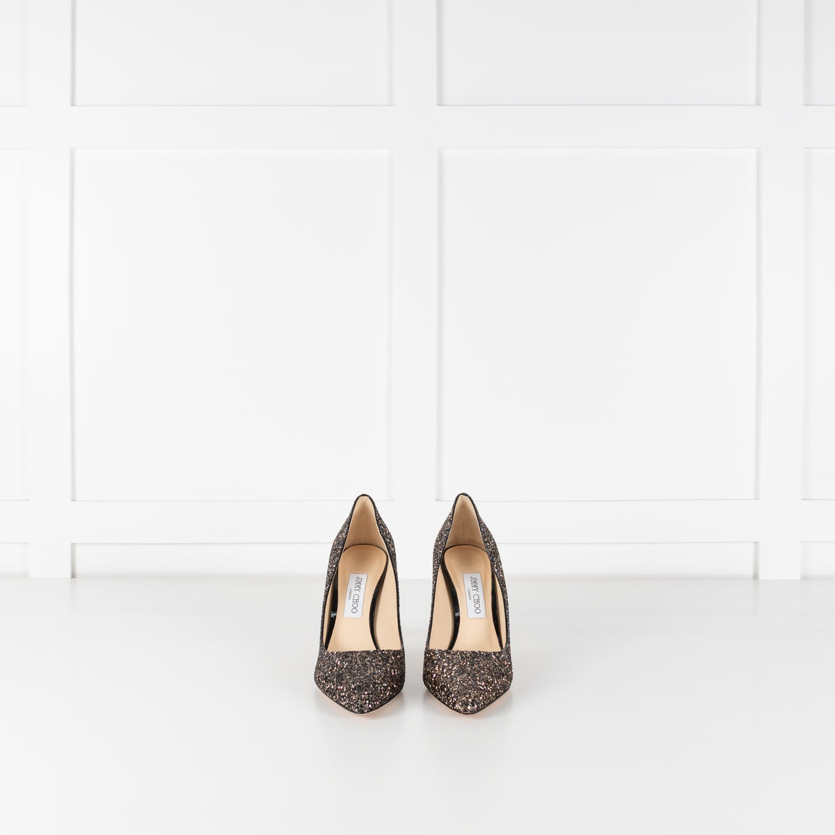 Jimmy Choo Black and Bronze Glitter Romy 85mm
