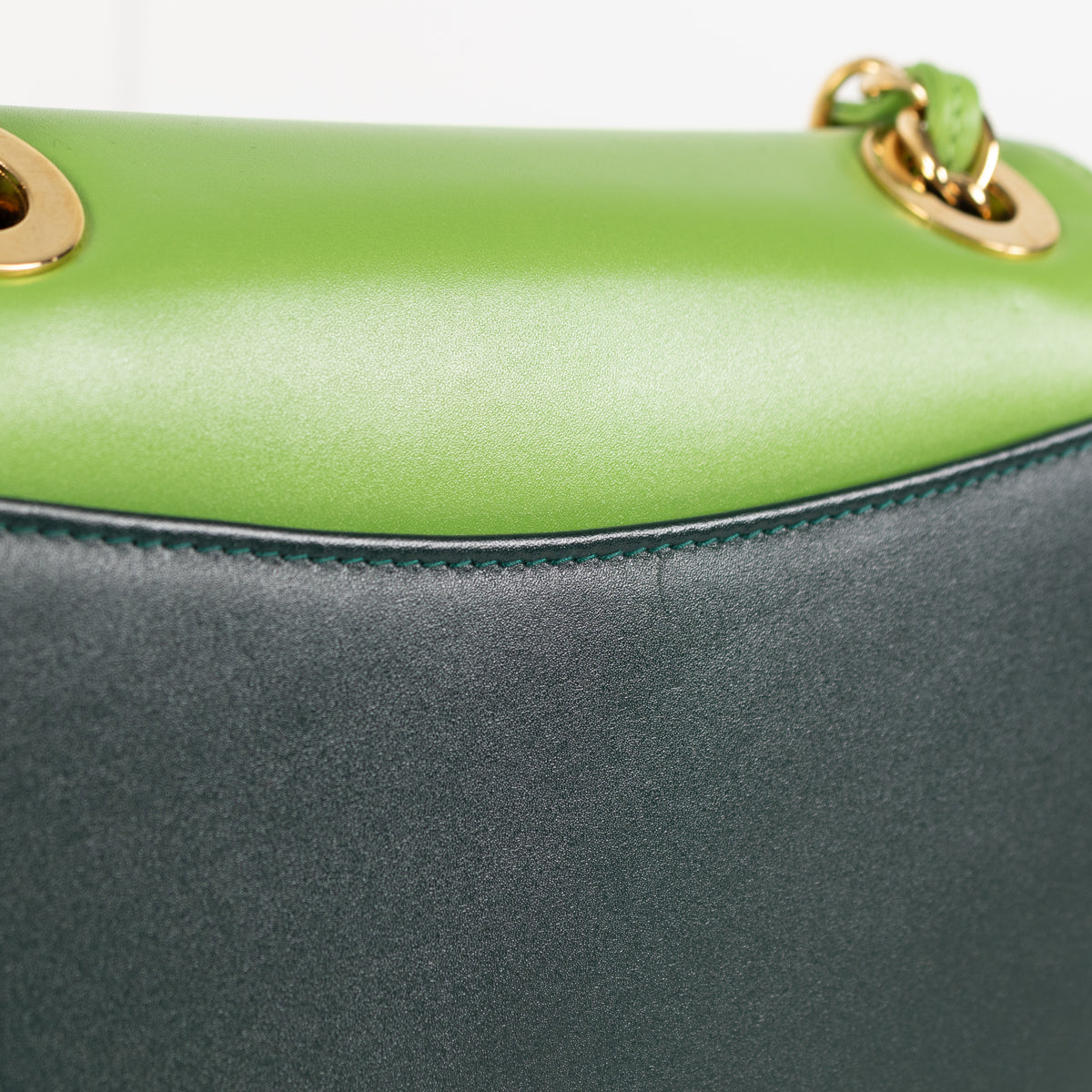 Launer London Forest Green Lime Green Gold Hardware Judi Bag