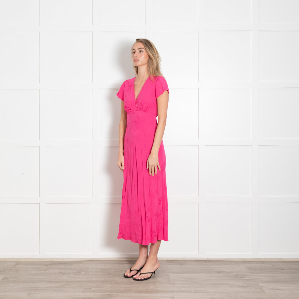 Rixo Pink Dress With Sea Shell Self Pattern Dress