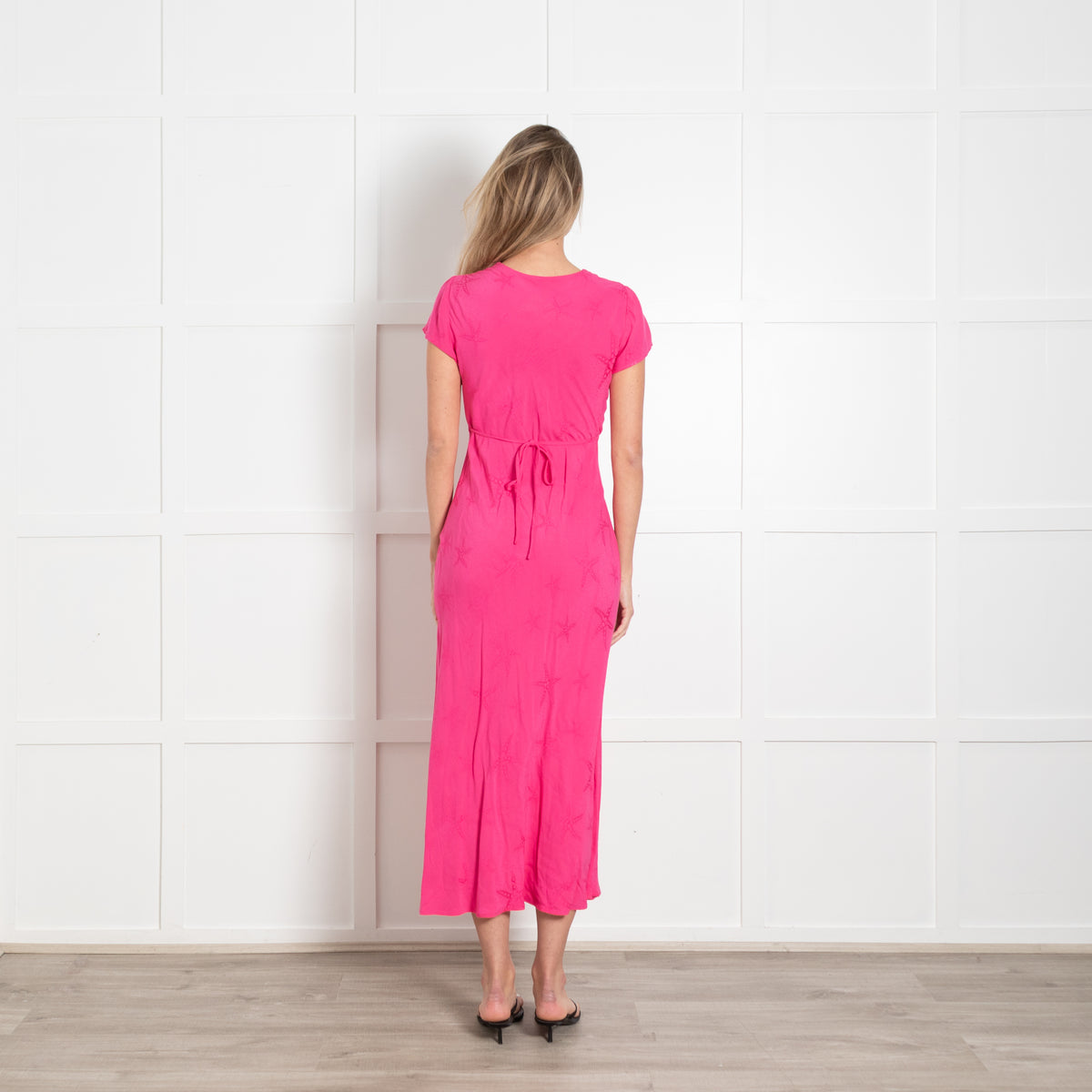 Rixo Pink Dress With Sea Shell Self Pattern Dress