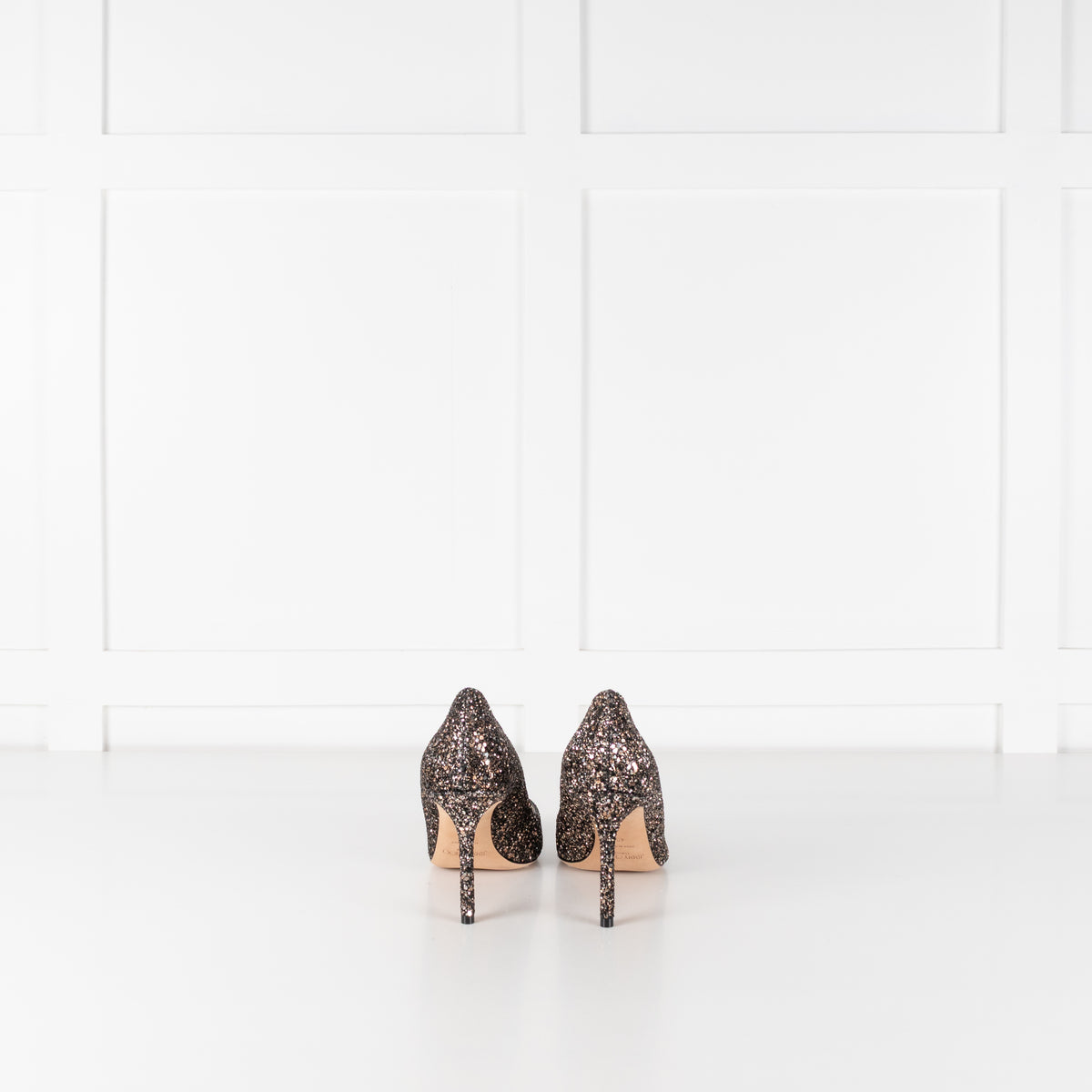Jimmy Choo Black and Bronze Glitter Romy 85mm