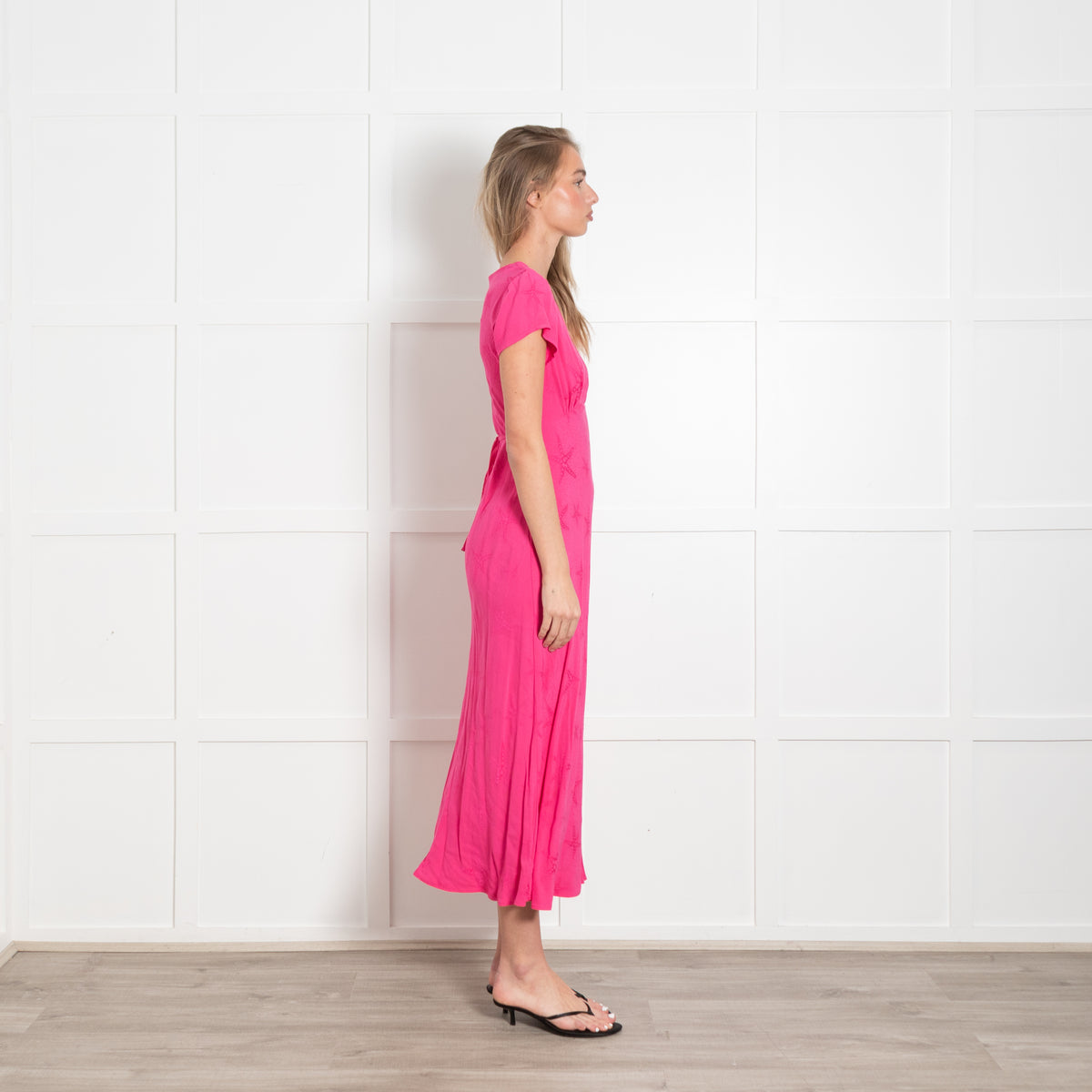 Rixo Pink Dress With Sea Shell Self Pattern Dress