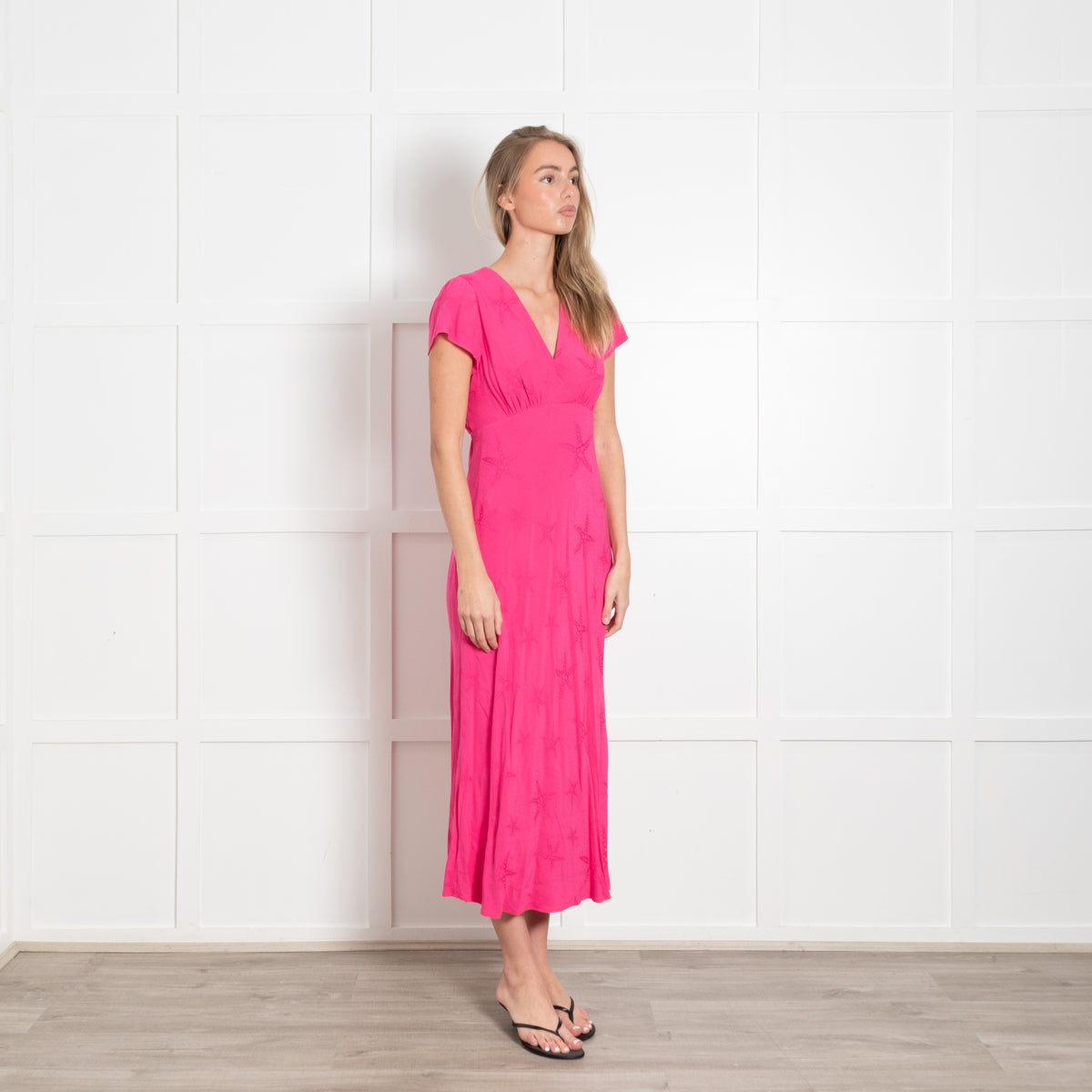 Rixo Pink Dress With Sea Shell Self Pattern Dress