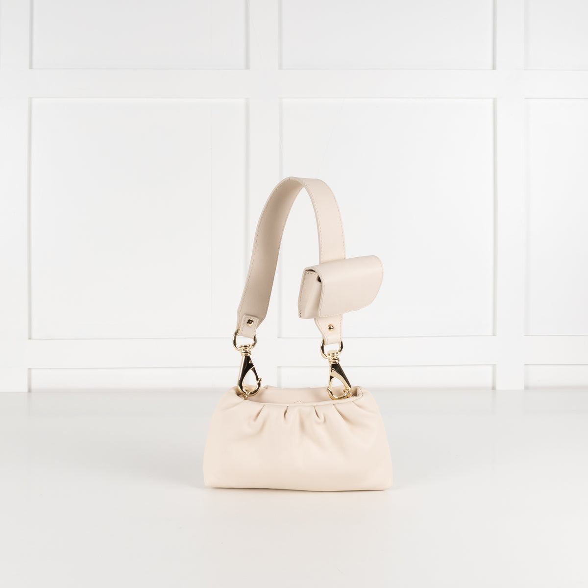 AGL Cream Mini Clutch With Shoulder Strap