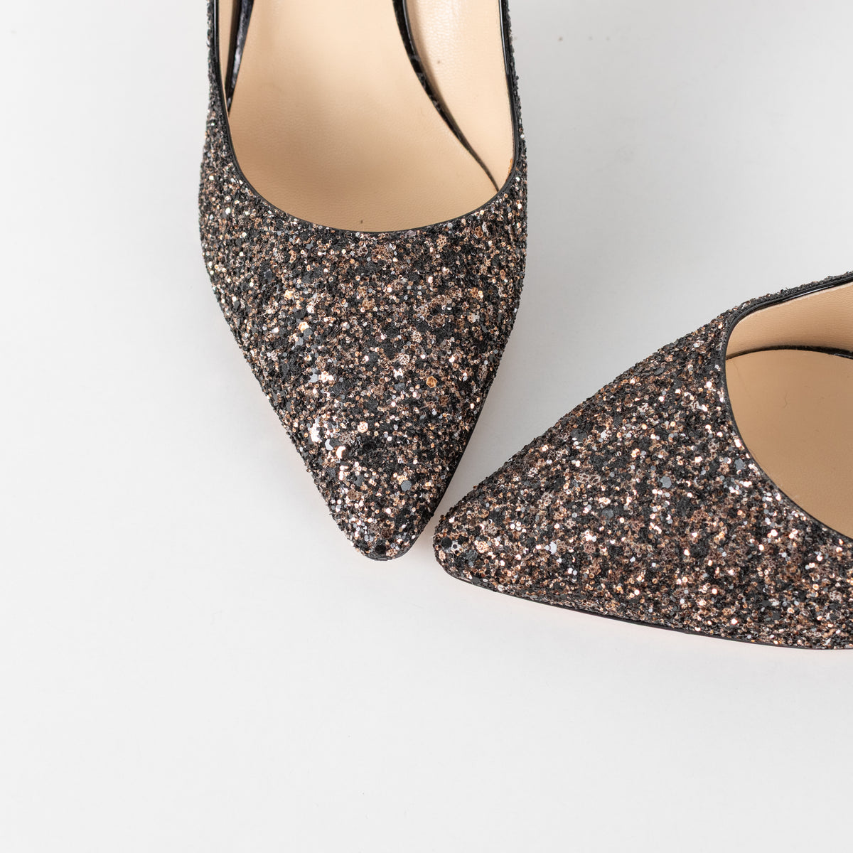 Jimmy Choo Black and Bronze Glitter Romy 85mm