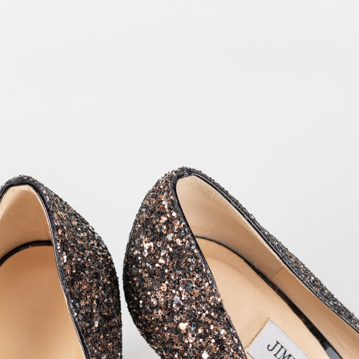 Jimmy Choo Black and Bronze Glitter Romy 85mm