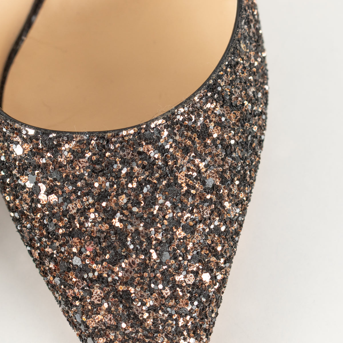 Jimmy Choo Black and Bronze Glitter Romy 85mm