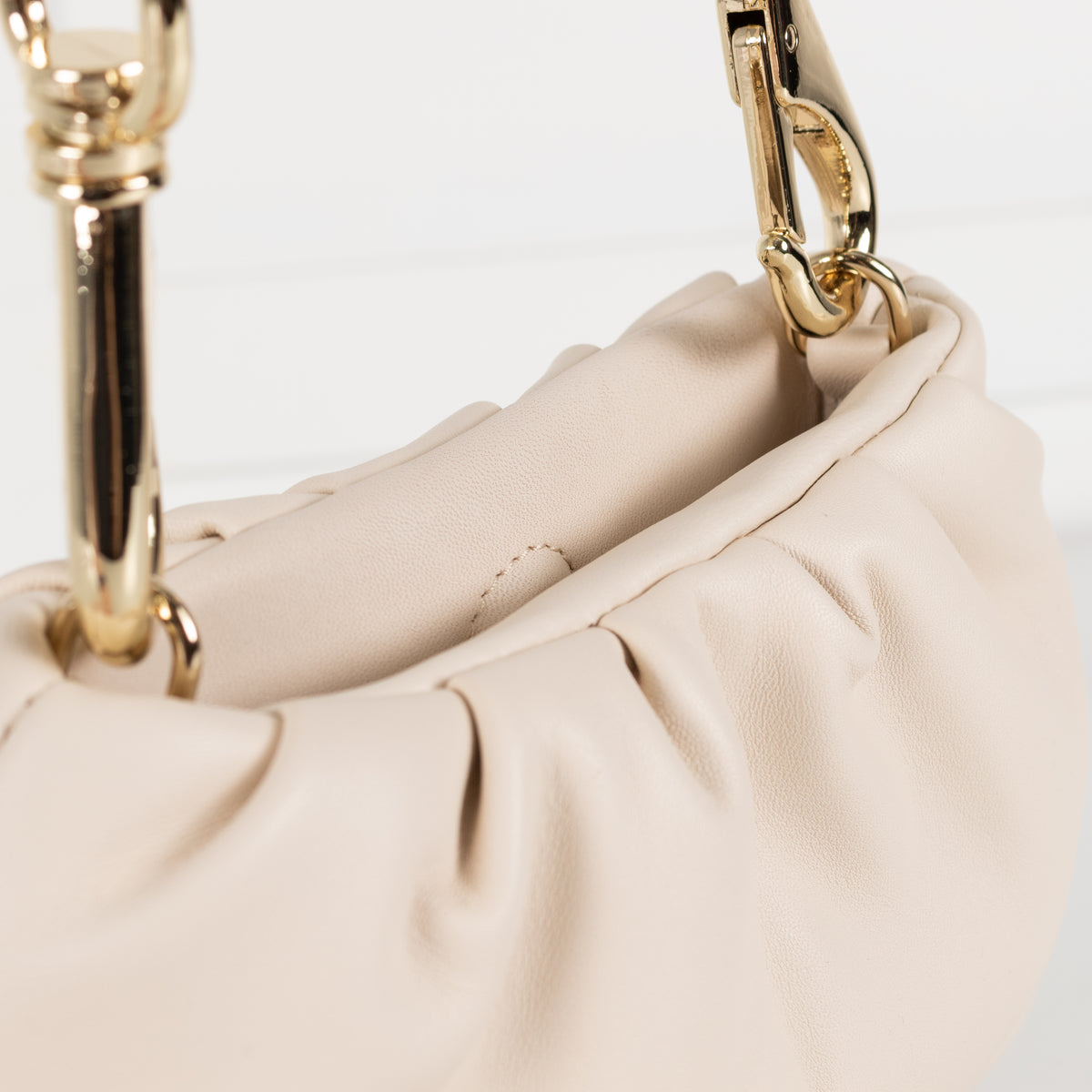 AGL Cream Mini Clutch With Shoulder Strap