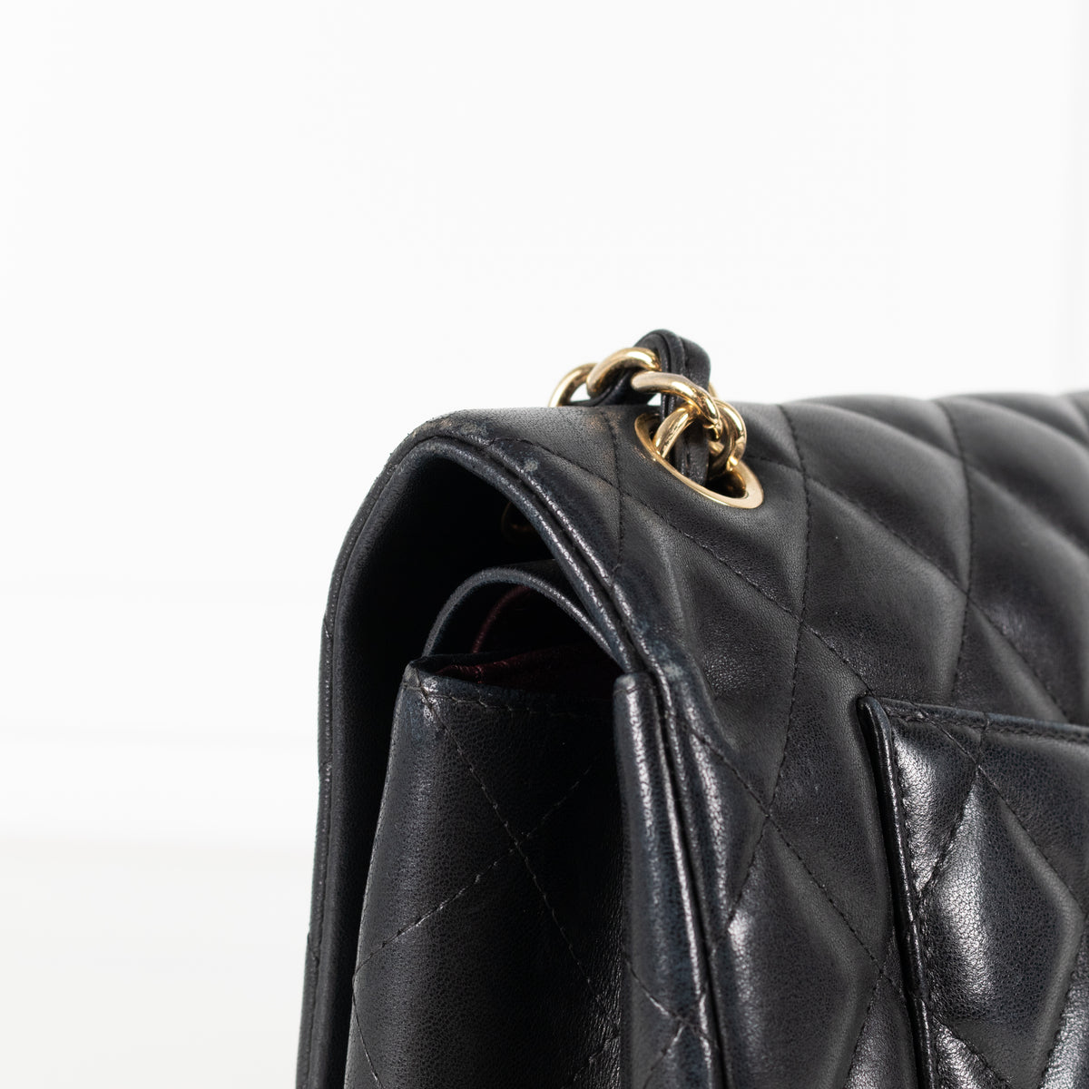 Chanel Black Lambskin Jumbo Matelasse Double Flap Double