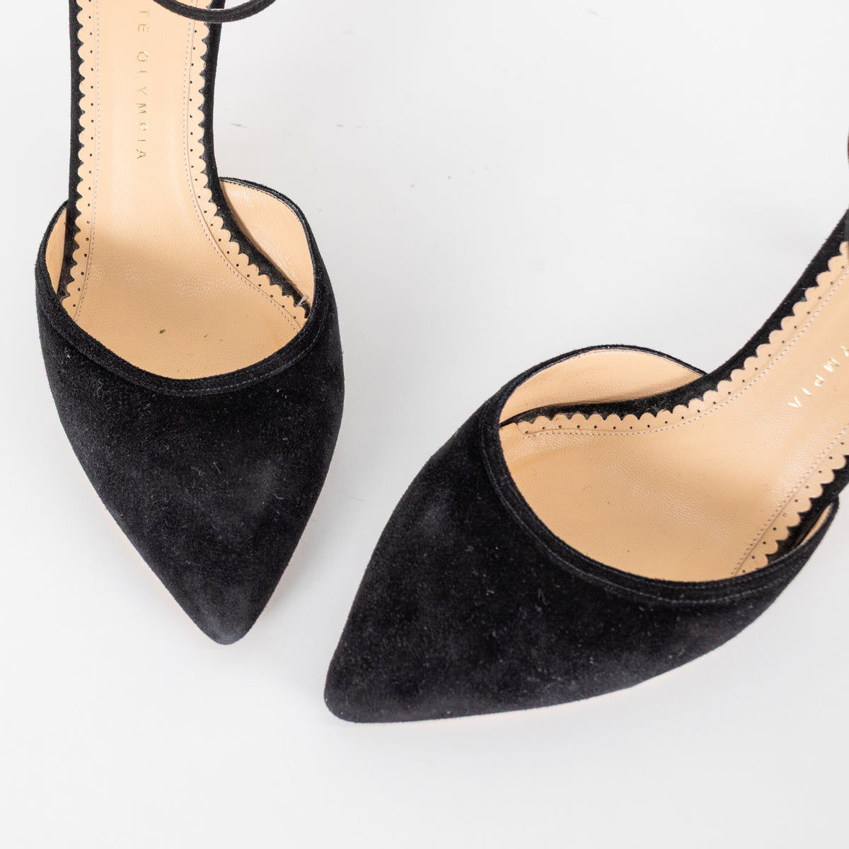 Charlotte Olympia Black Suede Accent D'Orsay Heeled Shoes