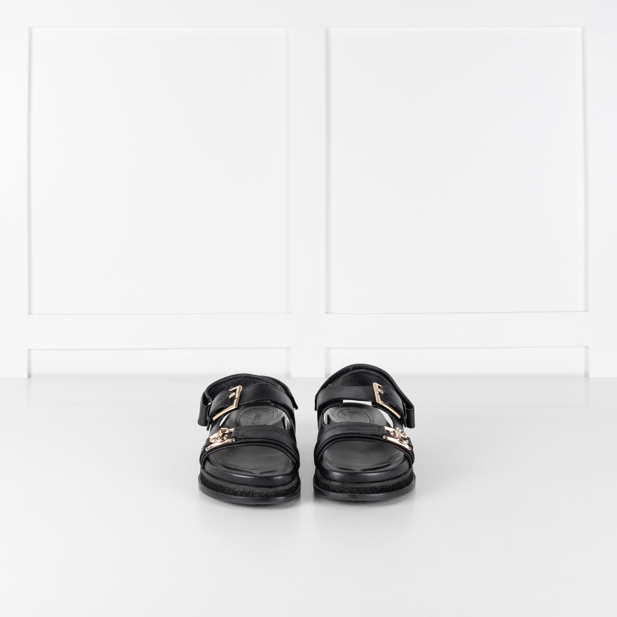 Jimmy Choo Black Leather Elyn Flat Sandal