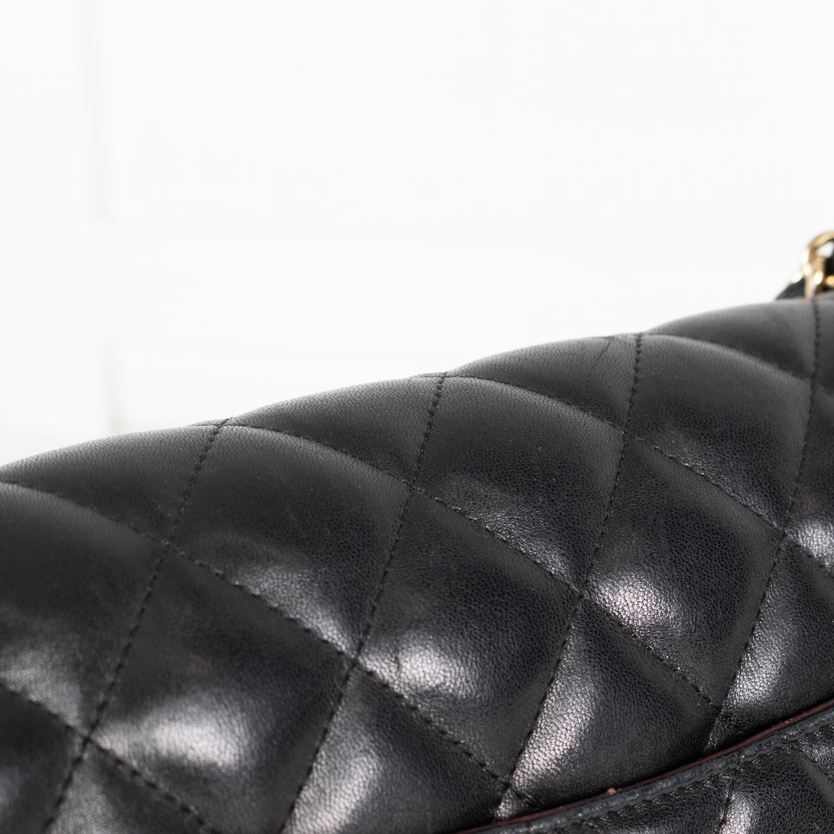 Chanel Black Lambskin Jumbo Matelasse Double Flap Double