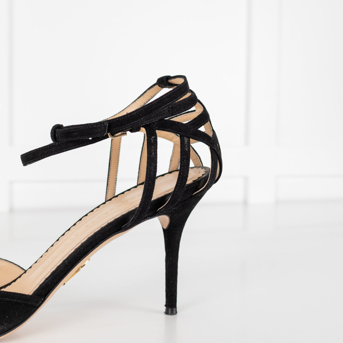 Charlotte Olympia Black Suede Accent D'Orsay Heeled Shoes