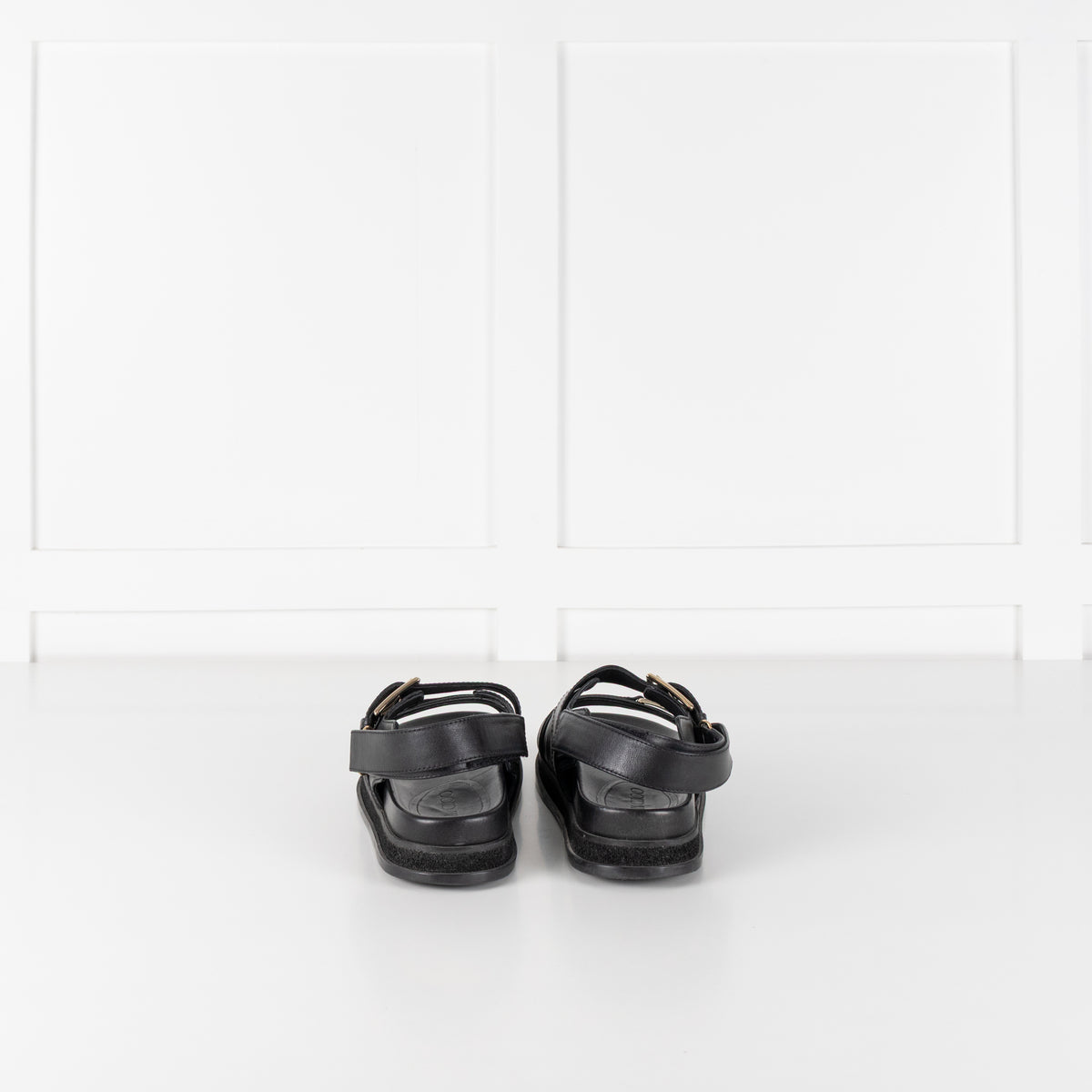 Jimmy Choo Black Leather Elyn Flat Sandal