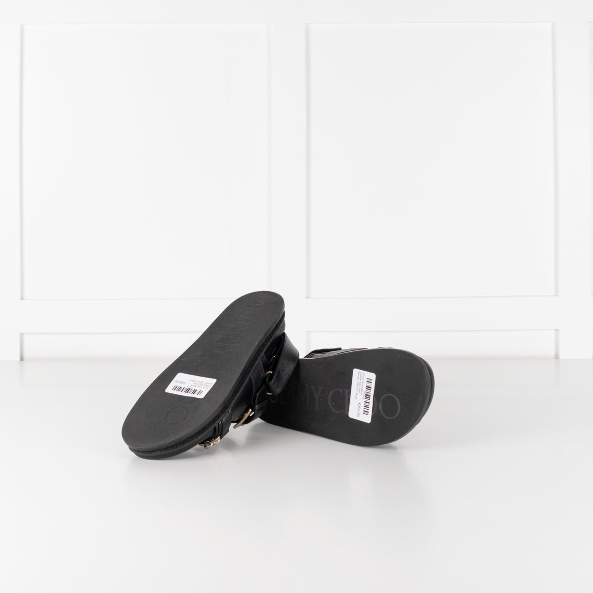 Jimmy Choo Black Leather Elyn Flat Sandal