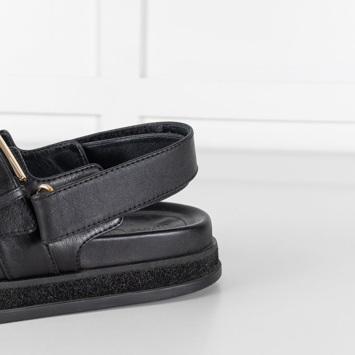 Jimmy Choo Black Leather Elyn Flat Sandal