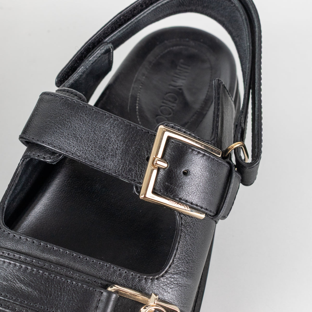 Jimmy Choo Black Leather Elyn Flat Sandal