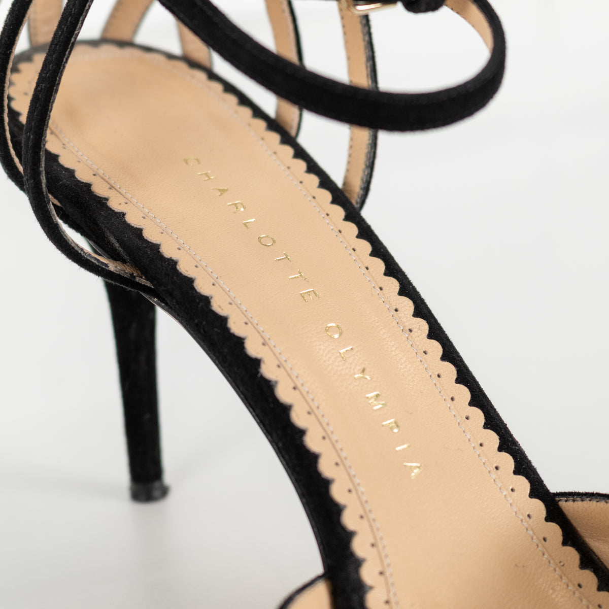 Charlotte Olympia Black Suede Accent D'Orsay Heeled Shoes